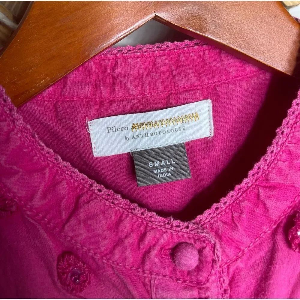 Pilcro Adira Pink Textured Button-Down Small - Picture 13 of 14